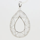 14K Yellow Gold Semi Mount Pendant Setting Pear Shape PE 18x13mm Filigree - Syzjewelry